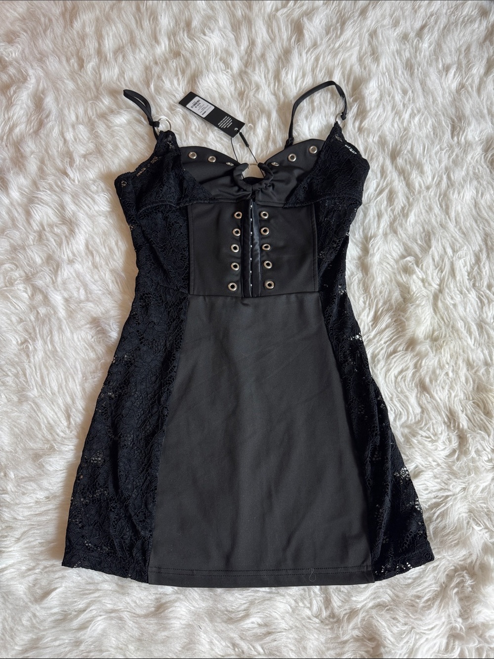 Fashion Nova Black Lace-Up Corset Mini Dress
